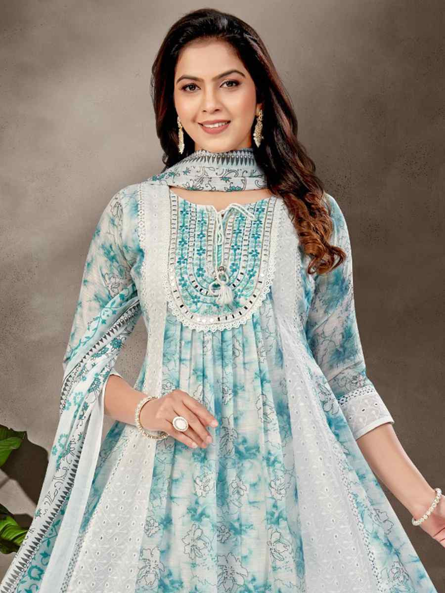 Green khadi Cotton Embroidery Party Wedding Festival Casual Ready Anarkali Salwar Kameez