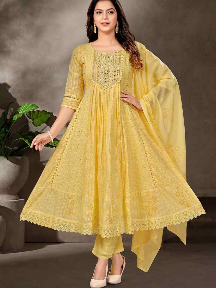 Green khadi Cotton Embroidery Party Wedding Festival Casual Ready Anarkali Salwar Kameez