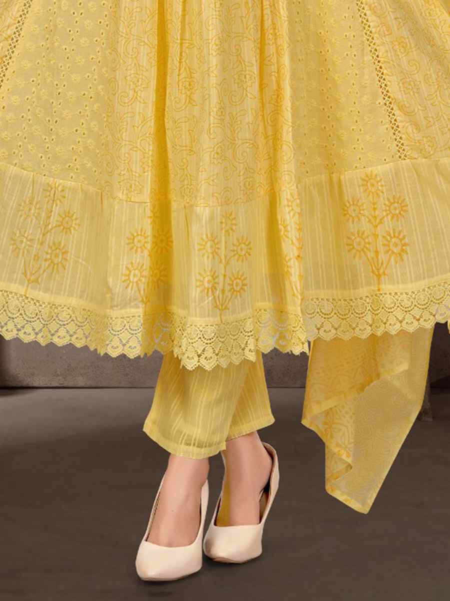 Green khadi Cotton Embroidery Party Wedding Festival Casual Ready Anarkali Salwar Kameez