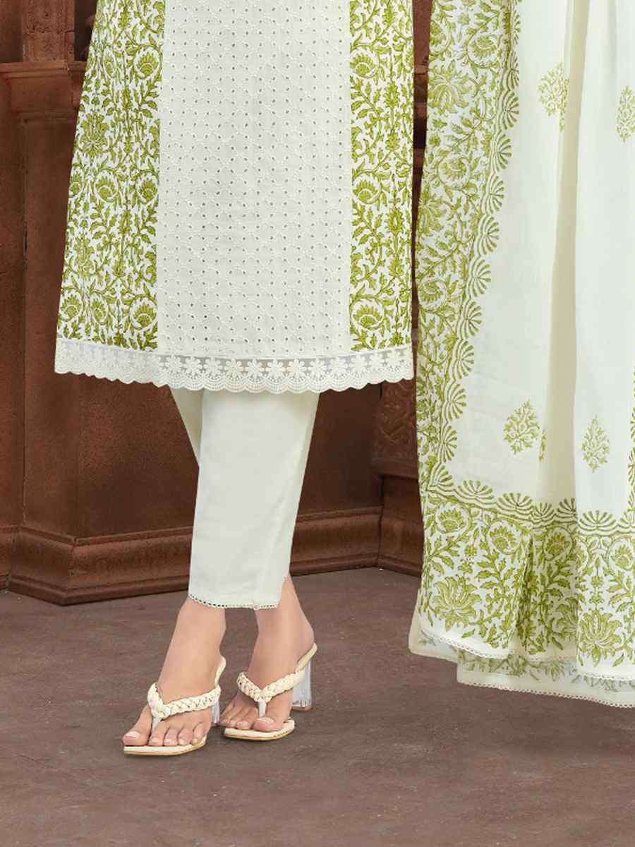 Green khadi Cotton Embroidery Party Wedding Festival Casual Ready Pant Salwar Kameez