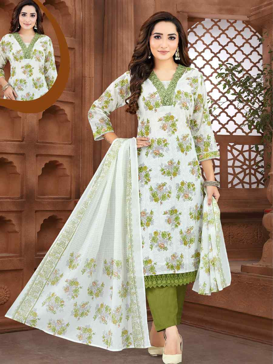 Green khadi Cotton Embroidery Party Wedding Festival Casual Ready Pant Salwar Kameez