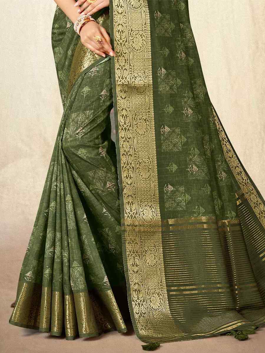 Green Kohinoor Silk Handwoven Wedding Festival Heavy Border Saree