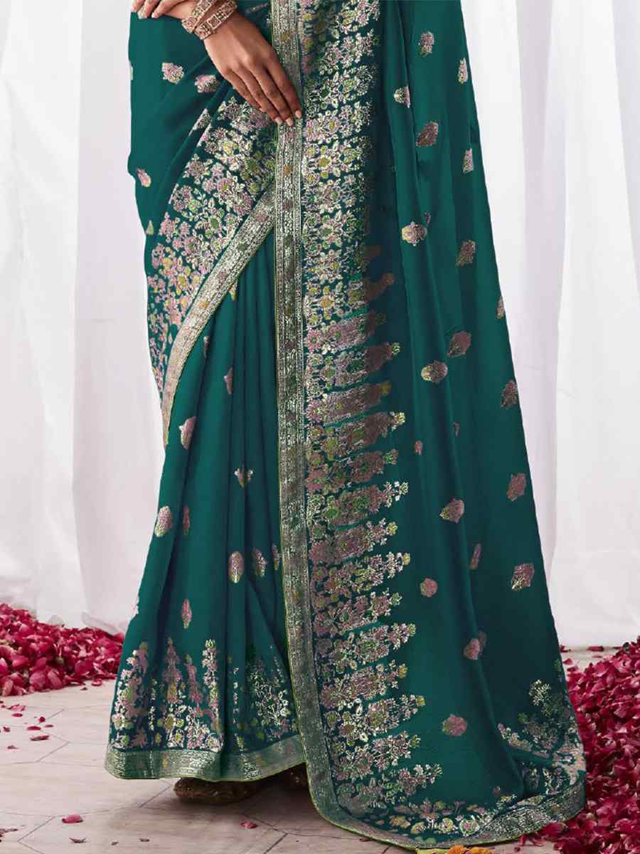 Green Kora Silk Handwoven Wedding Festival Heavy Border Saree