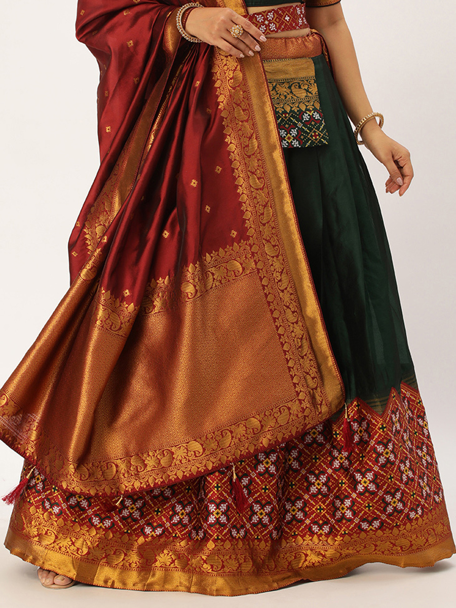 Green Lichi Silk Zari Festival Traditional Lehenga Choli