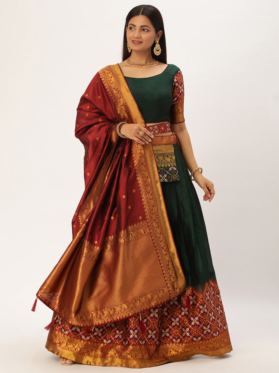 Green Lichi Silk Zari Festival Traditional Lehenga Choli