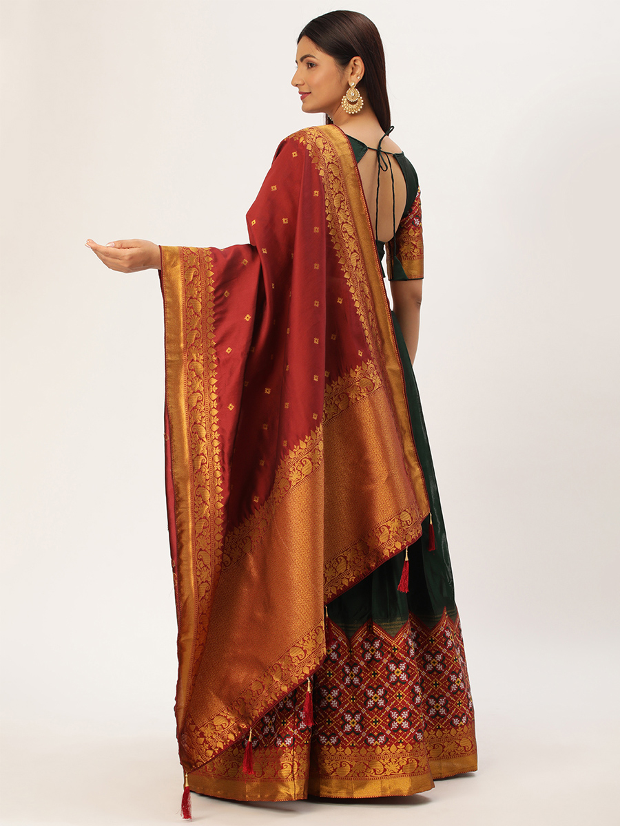 Green Lichi Silk Zari Festival Traditional Lehenga Choli