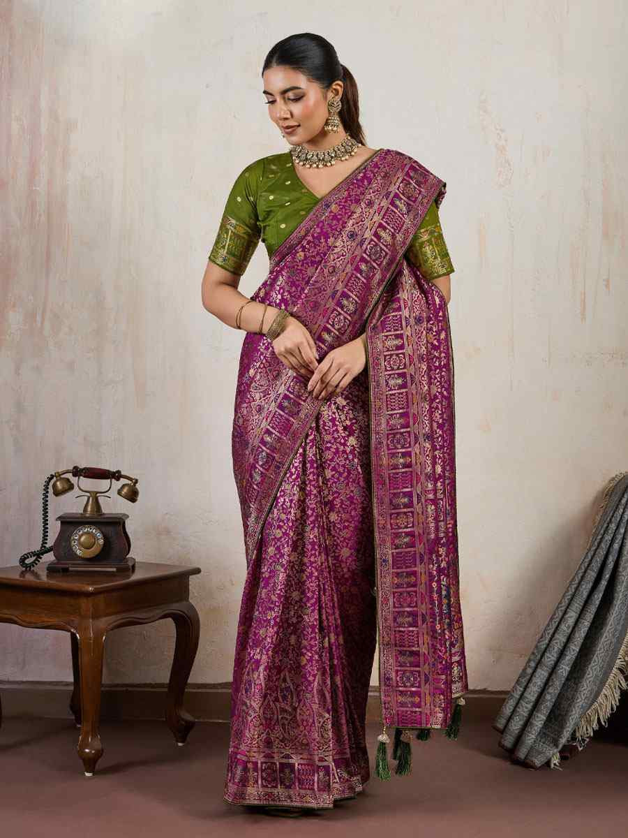 Green Makhmal Soft Silk Handwoven Zari Bridal Reception Festival Wedding Fancy Heavy Border Saree