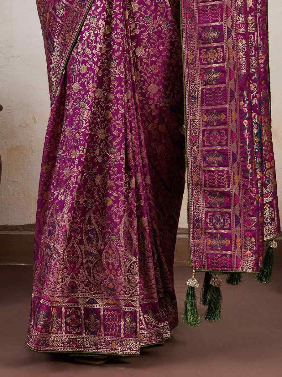 Green Makhmal Soft Silk Handwoven Zari Bridal Reception Festival Wedding Fancy Heavy Border Saree