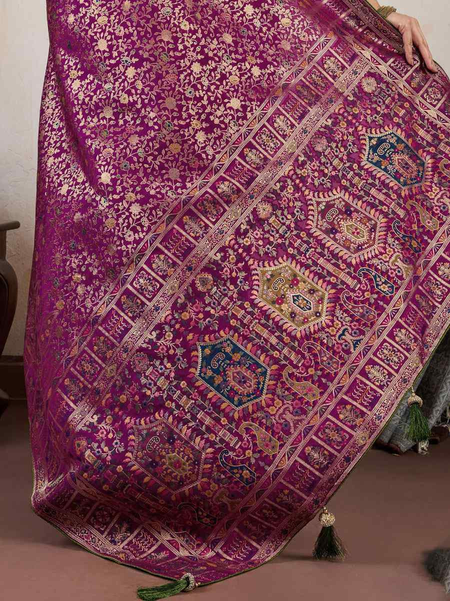 Green Makhmal Soft Silk Handwoven Zari Bridal Reception Festival Wedding Fancy Heavy Border Saree