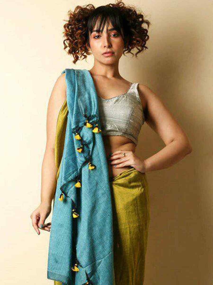 Green Mal Cotton Plain Casual Party Festival Wedding Fancy Classic Style Sarees