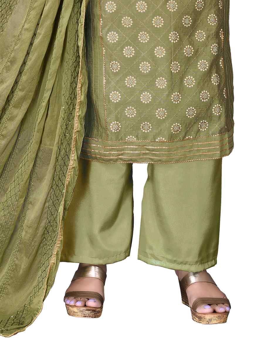 Green Modal Chanderi Embroidered Festival Wedding Palazzo Pant Salwar Kameez