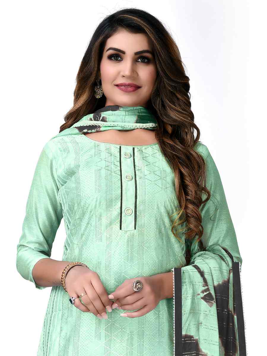 Green Modal Chanderi Embroidered Festival Wedding Pant Salwar Kameez