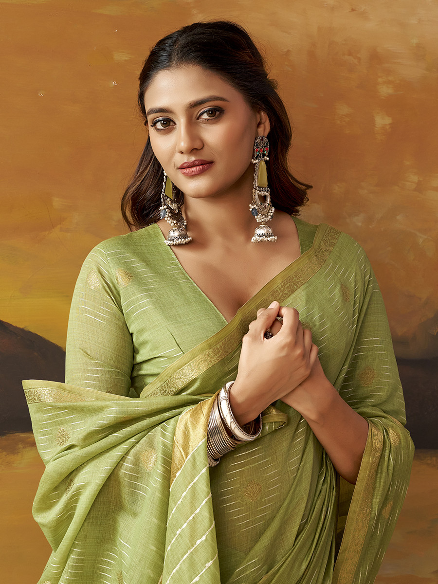 Green Modal Cotton Zari Weaving Wedding Reception Party Festival Casual Heavy Border Sarees