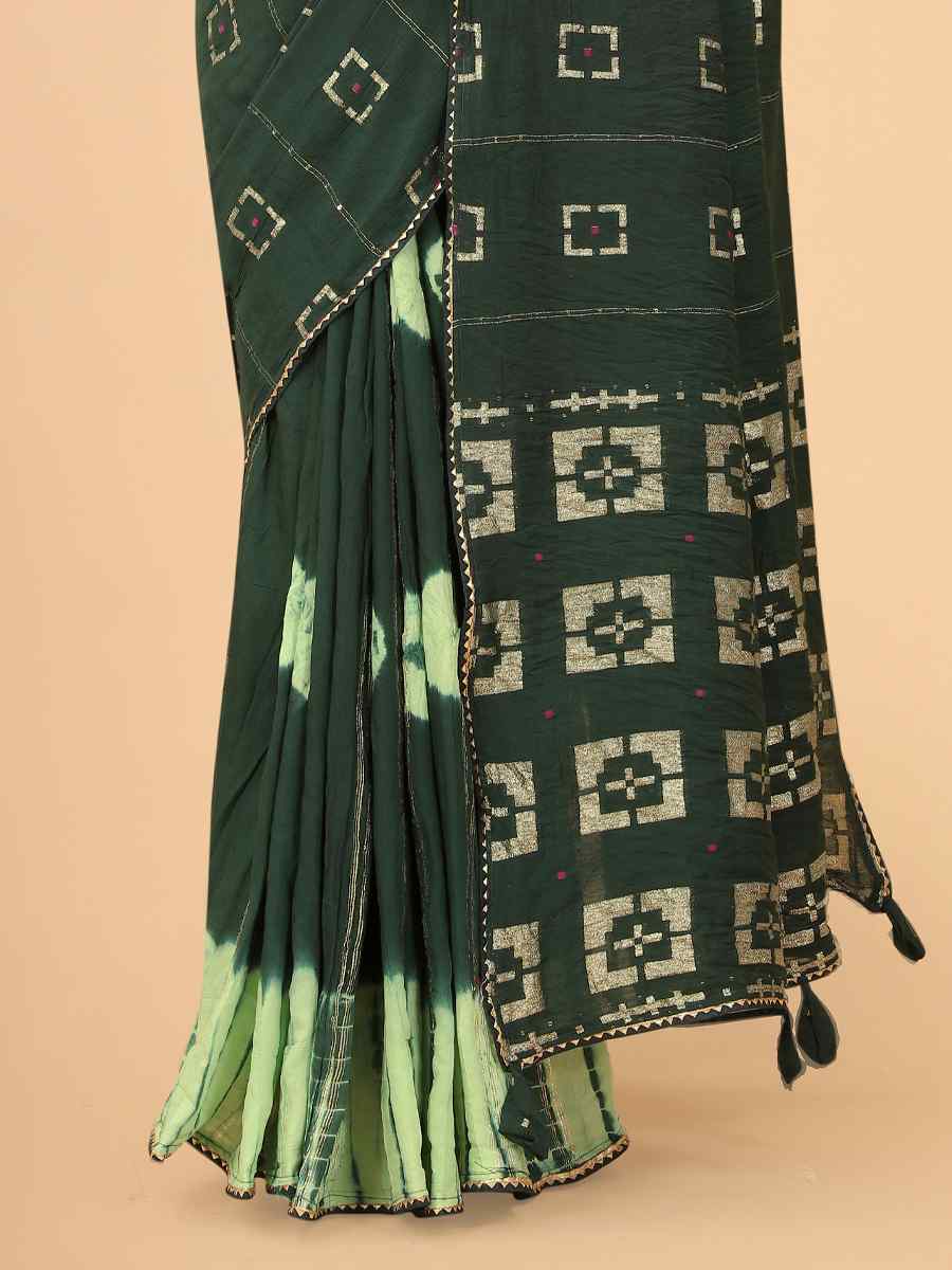 Green Modal Viscose Silk Printed Party Festival Contemporary Saree