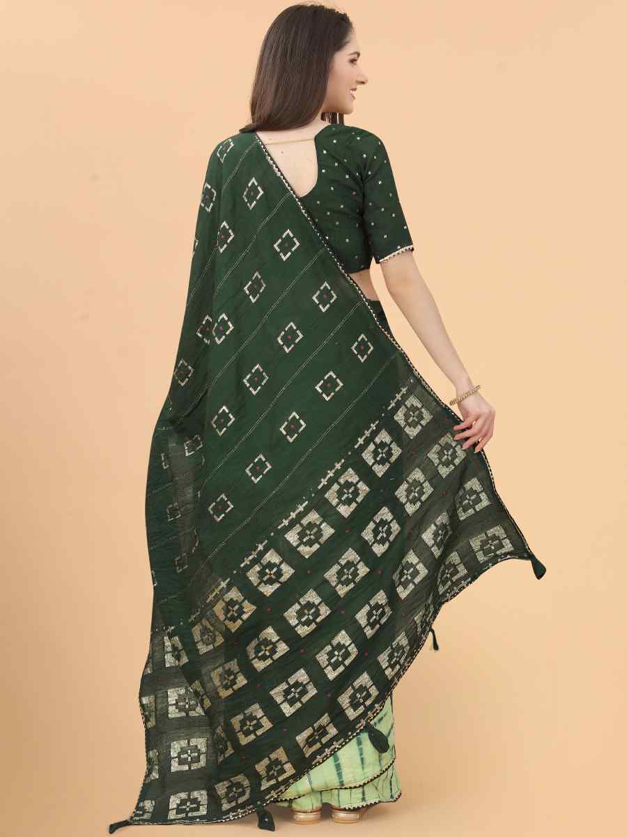 Green Modal Viscose Silk Printed Party Festival Contemporary Saree