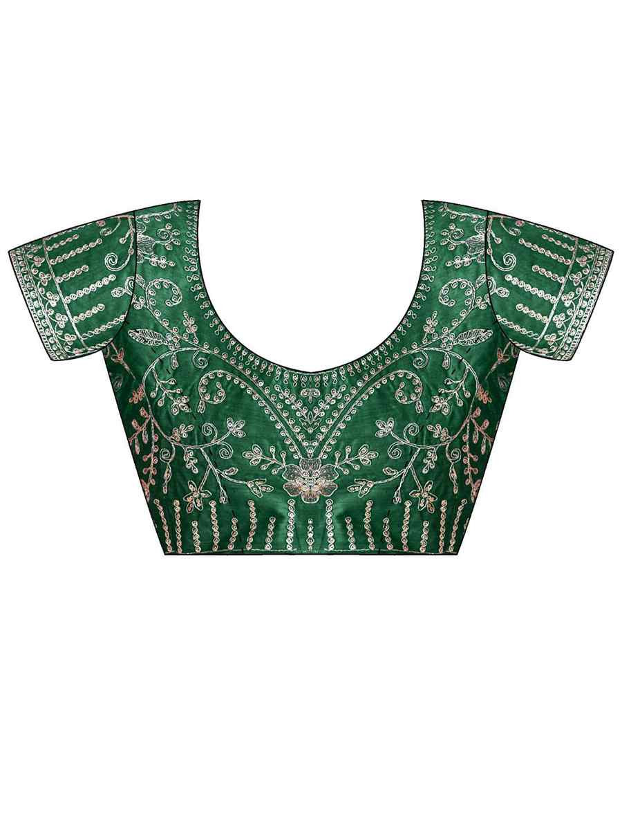 Green Moss Chiffon Embroidery Party Bridal Reception Festival Wedding Fancy Heavy Border Saree