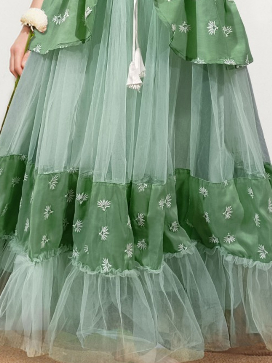 Green Muslin Soft Net Embroidered Festival Wedding Salwars Girls Wear