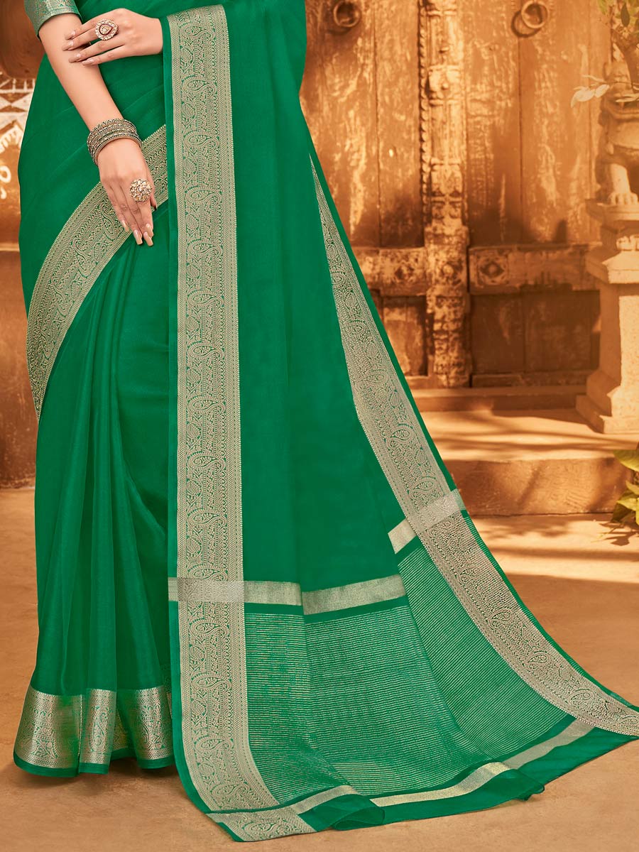 Green Organza Handwoven Festival Saree