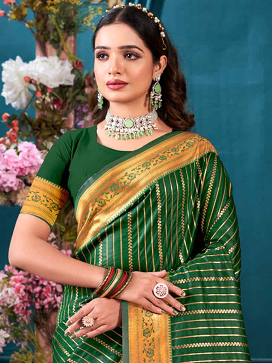 Green Paithani Silk Handwoven Wedding Festival Heavy Border Saree