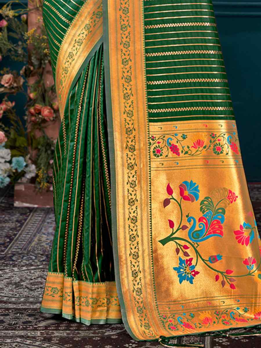 Green Paithani Silk Handwoven Wedding Festival Heavy Border Saree