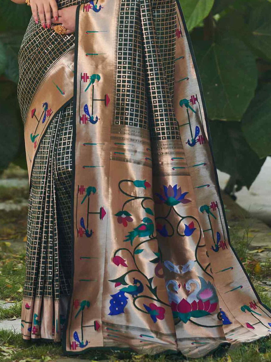Green Paithani Silk Handwoven Wedding Festival Heavy Border Saree