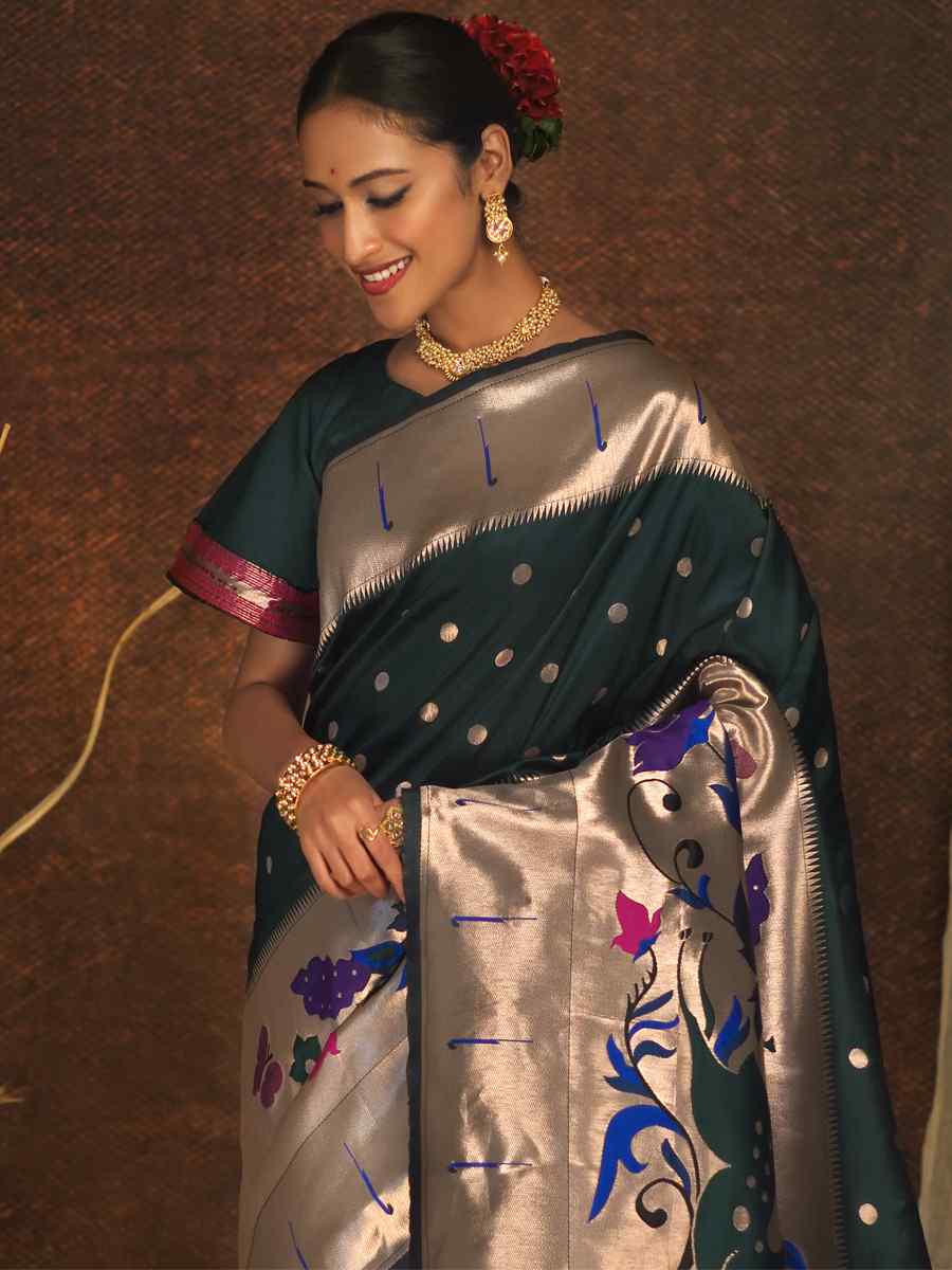 Green Paithani Silk Handwoven Wedding Festival Heavy Border Saree
