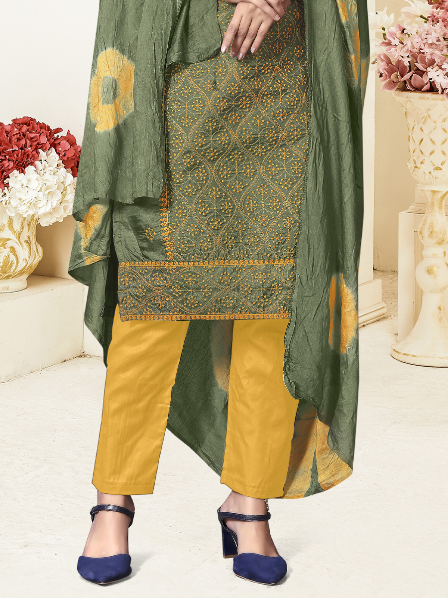 Green Prampara Silk Printed Casual Festival Pant Salwar Kameez