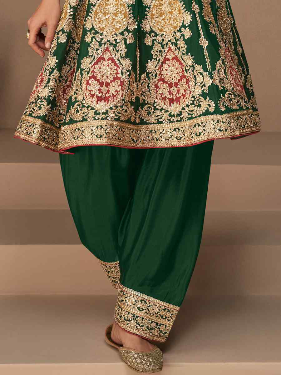 Green Premium Georgette Embroidered Festival Wedding Patiala Salwar Kameez