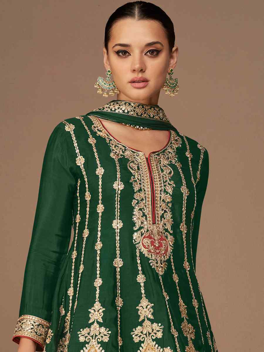 Green Premium Georgette Embroidered Festival Wedding Patiala Salwar Kameez