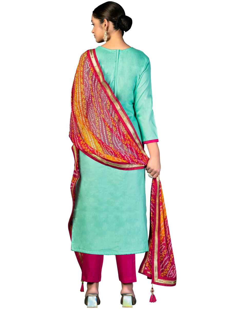 Green Premium Jam Cotton Handwoven Casual Festival Pant Salwar Kameez