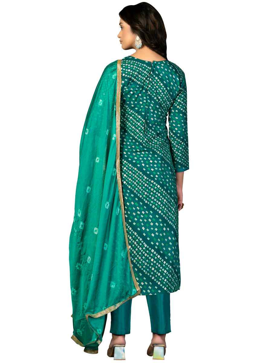 Green Premium Jam Cotton Printed Casual Festival Pant Salwar Kameez
