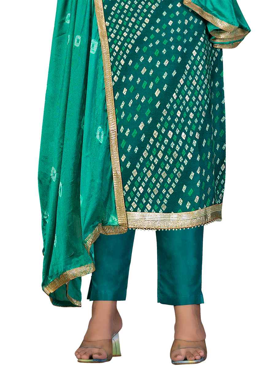 Green Premium Jam Cotton Printed Casual Festival Pant Salwar Kameez