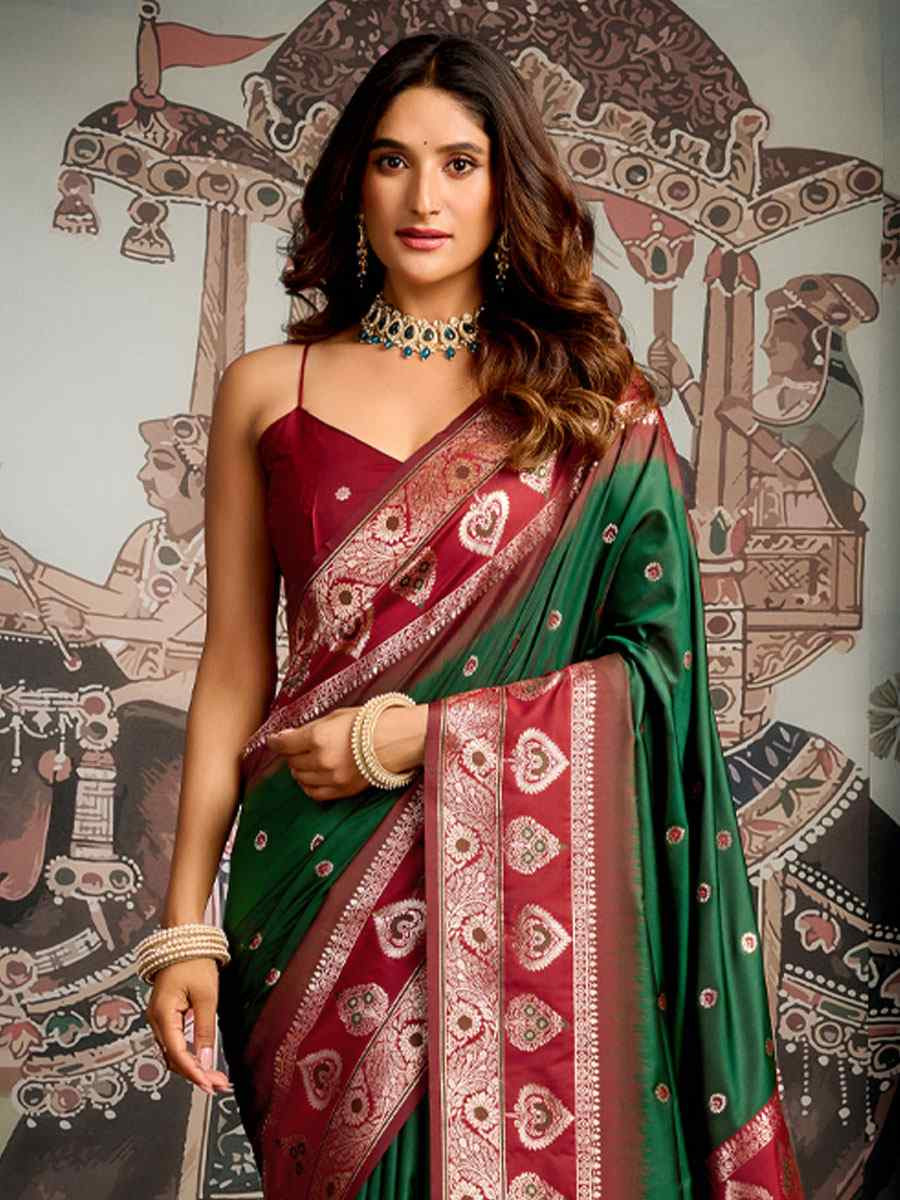 Green Premium Soft Silk Handwoven Traditional Casual Reception Festival Wedding Fancy Heavy Border Saree