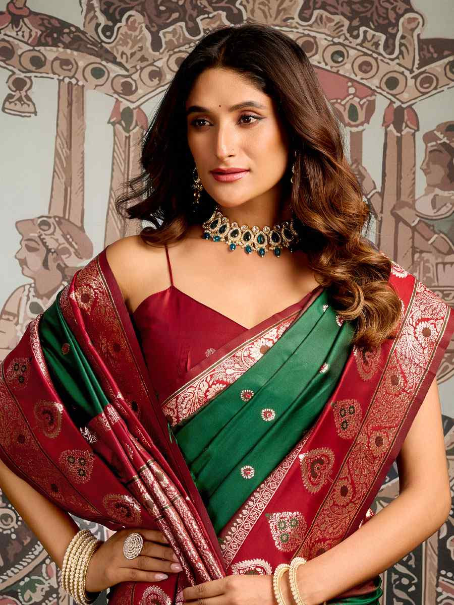 Green Premium Soft Silk Handwoven Traditional Casual Reception Festival Wedding Fancy Heavy Border Saree