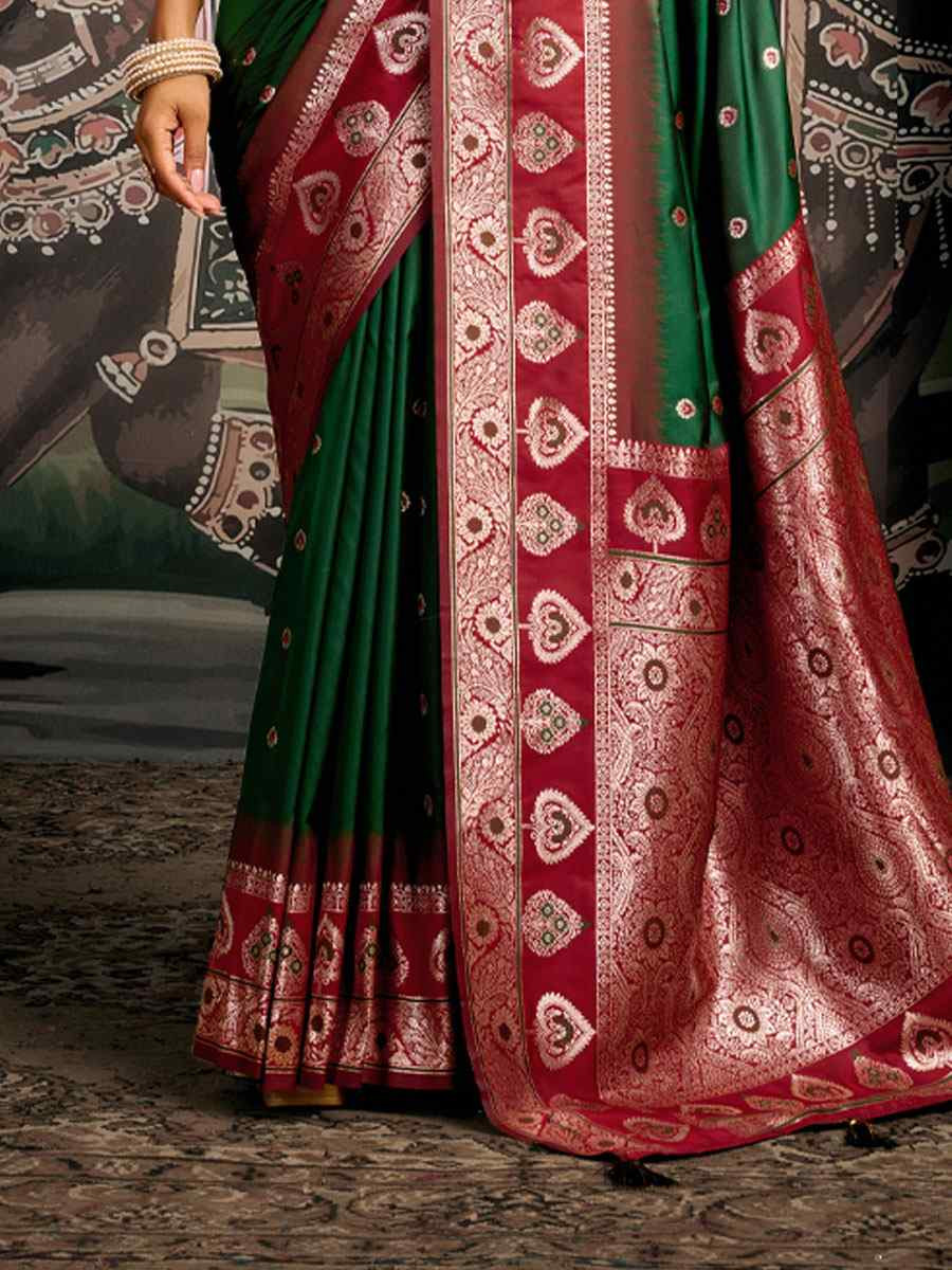 Green Premium Soft Silk Handwoven Traditional Casual Reception Festival Wedding Fancy Heavy Border Saree