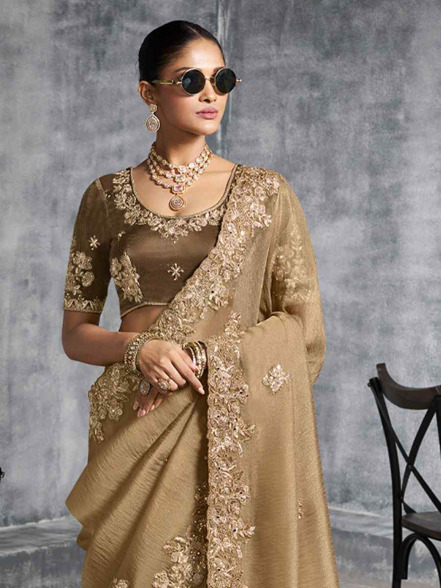 Green Premium Tissue Silk Embroidery Traditional Casual Reception Festival Wedding Fancy Heavy Border Saree