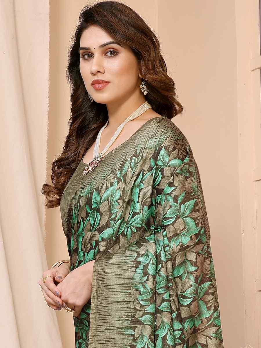 Green Premiume Printed Casual Festival Contemporary Saree