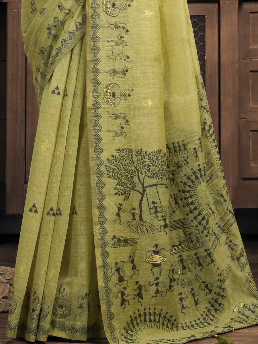 Green Printed Casual Reception Festival Wedding Fancy Heavy Border Sarees
