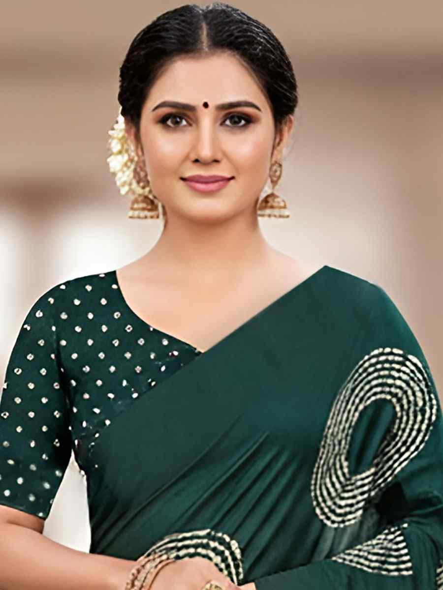 Green Pure Mul Cotton Bhandej Printed Traditional Bridal Reception Festival Wedding Fancy Heavy Border Saree