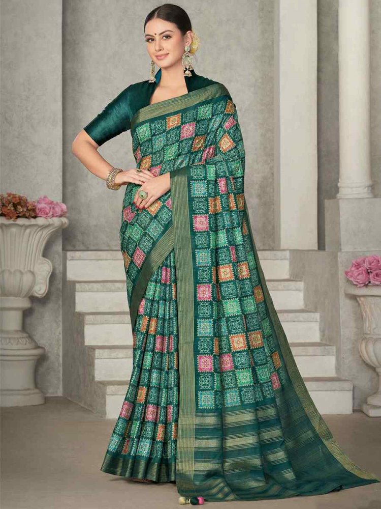 Green Rangkat Tussar Silk Embroidered Party Festival Classic Style Saree