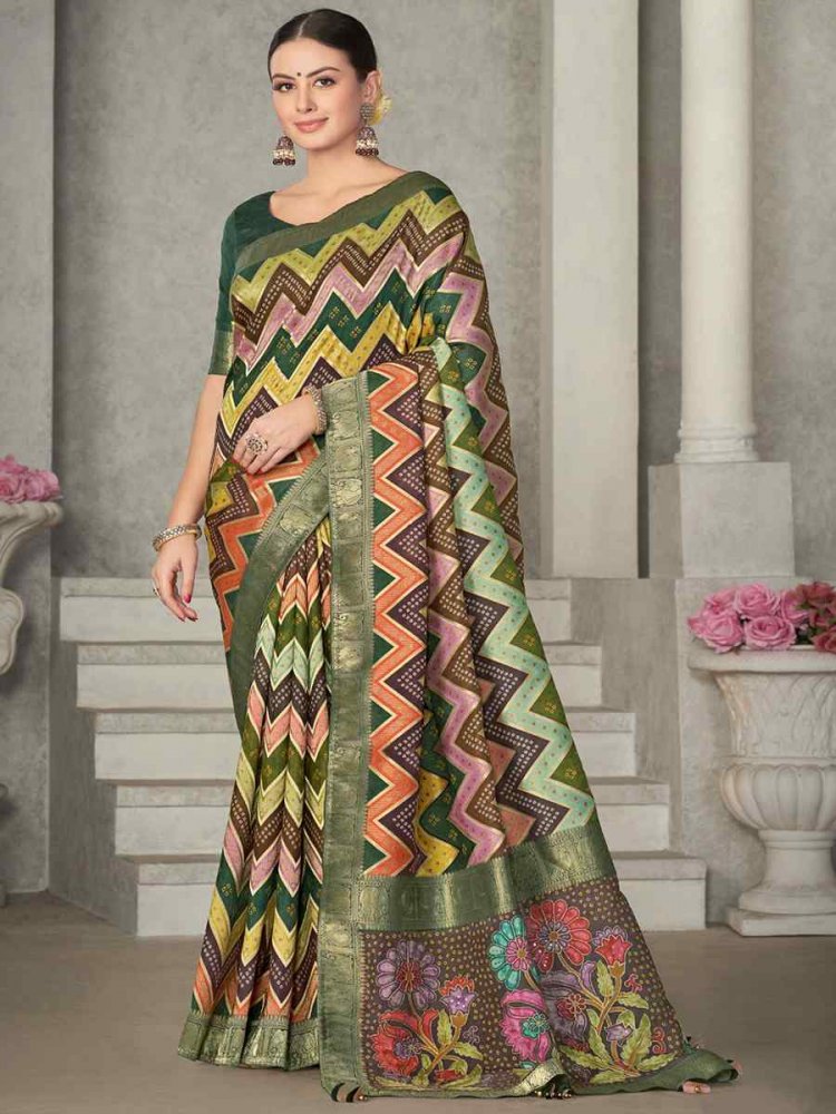 Green Rangkat Tussar Silk Embroidered Party Festival Classic Style Saree