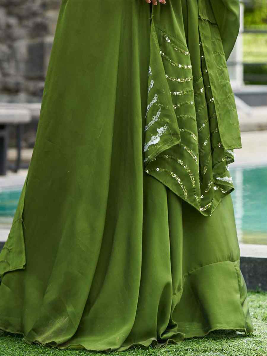 Green Rangoli Silk Embroidered Reception Wedding Heavy Border Lehenga Choli