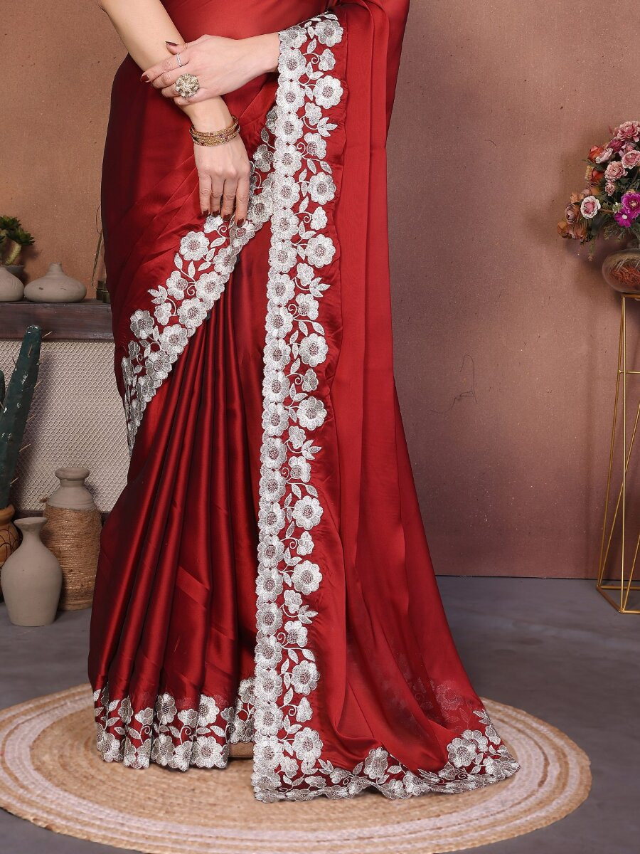 Green Rangoli Silk Embroidery Wedding Reception Party Festival Casual Heavy Border Sarees