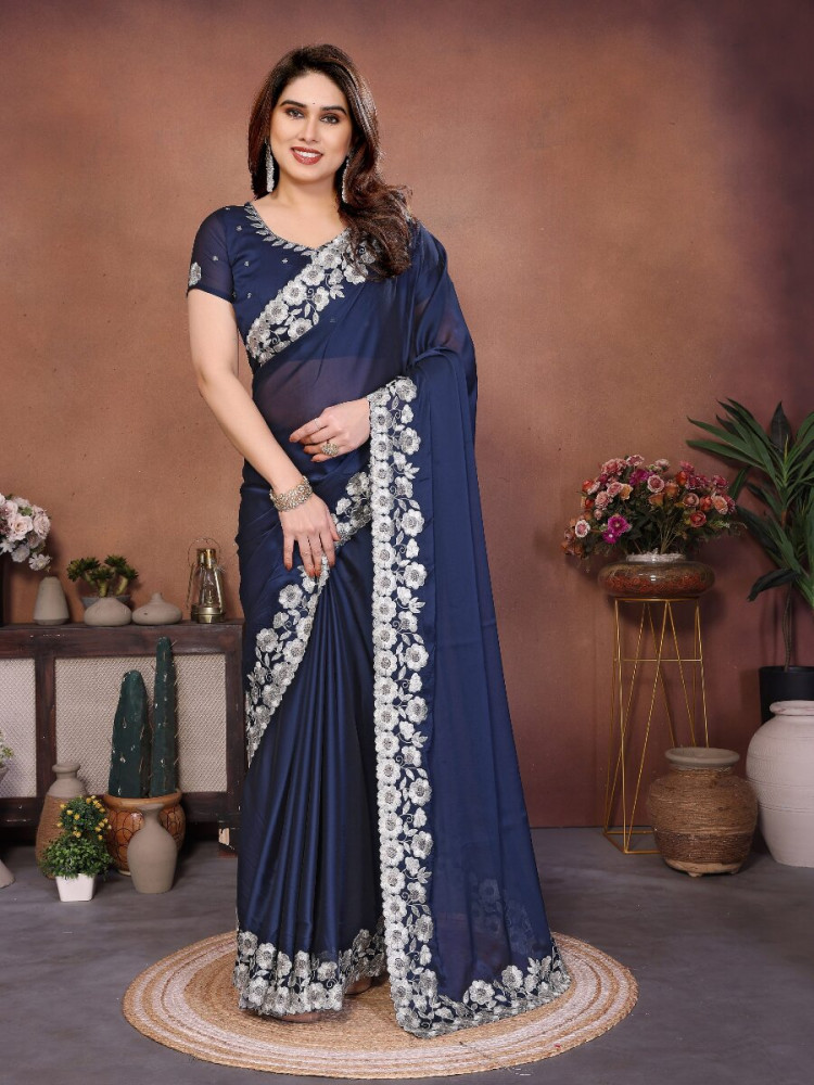 Image of Green Rangoli Silk Embroidery Wedding Reception Party Festival Casual Heavy Border Sarees