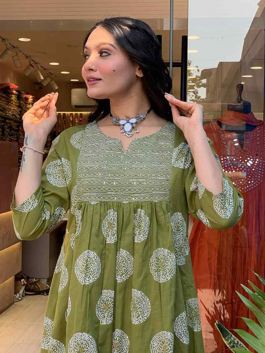 Green Rayon Embroidered Festival Mehendi Ready Pant Salwar Kameez