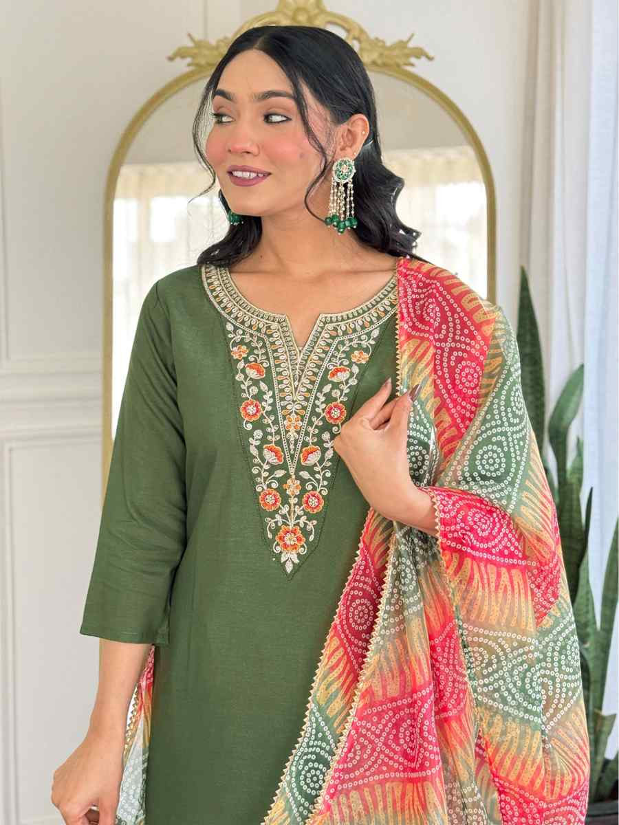 Green Rayon Embroidery Party Wedding Festival Casual Ready Pant Salwar Kameez