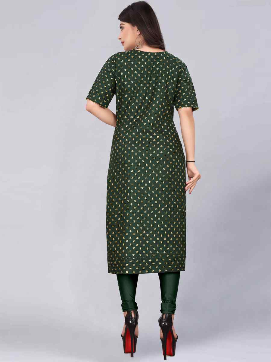 Green Rayon Printed Festival Casual Kurti