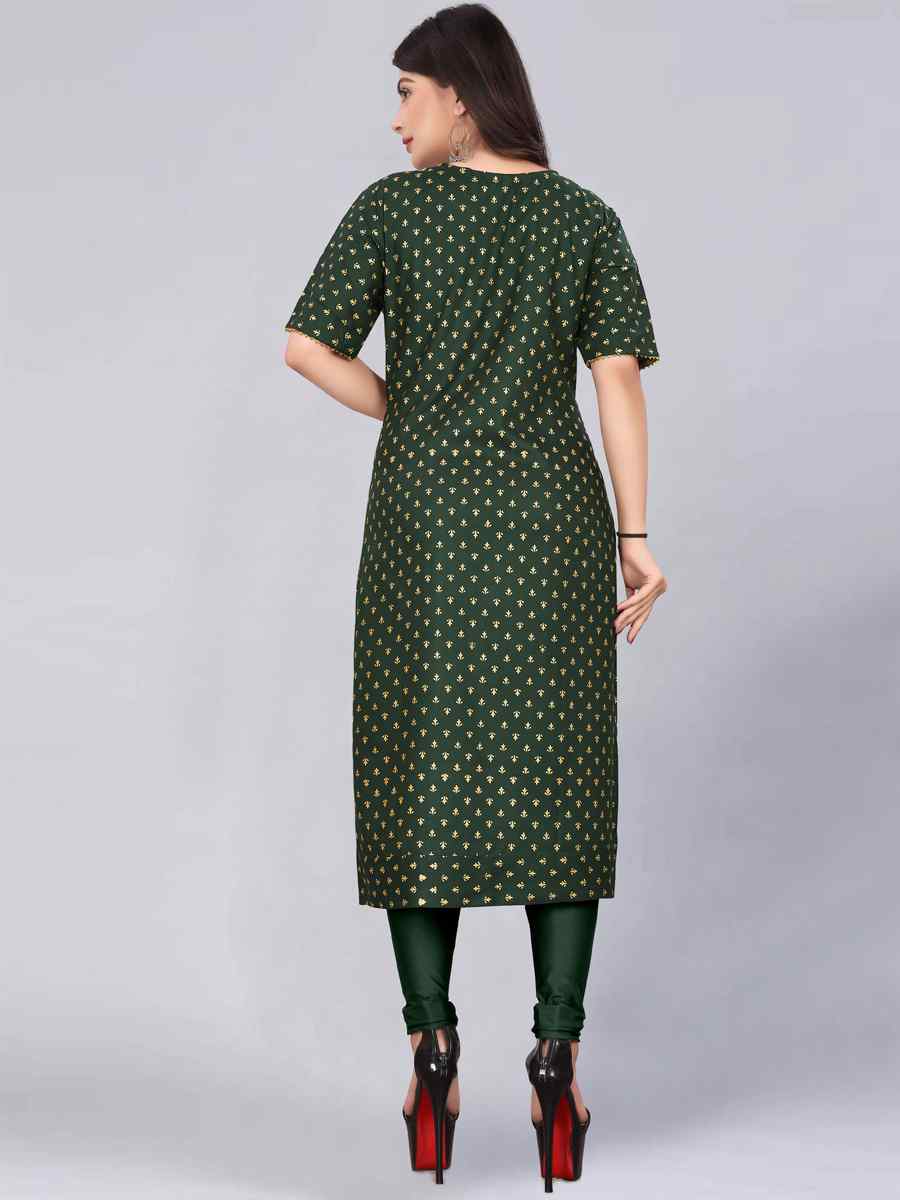 Green Rayon Printed Festival Casual Kurti