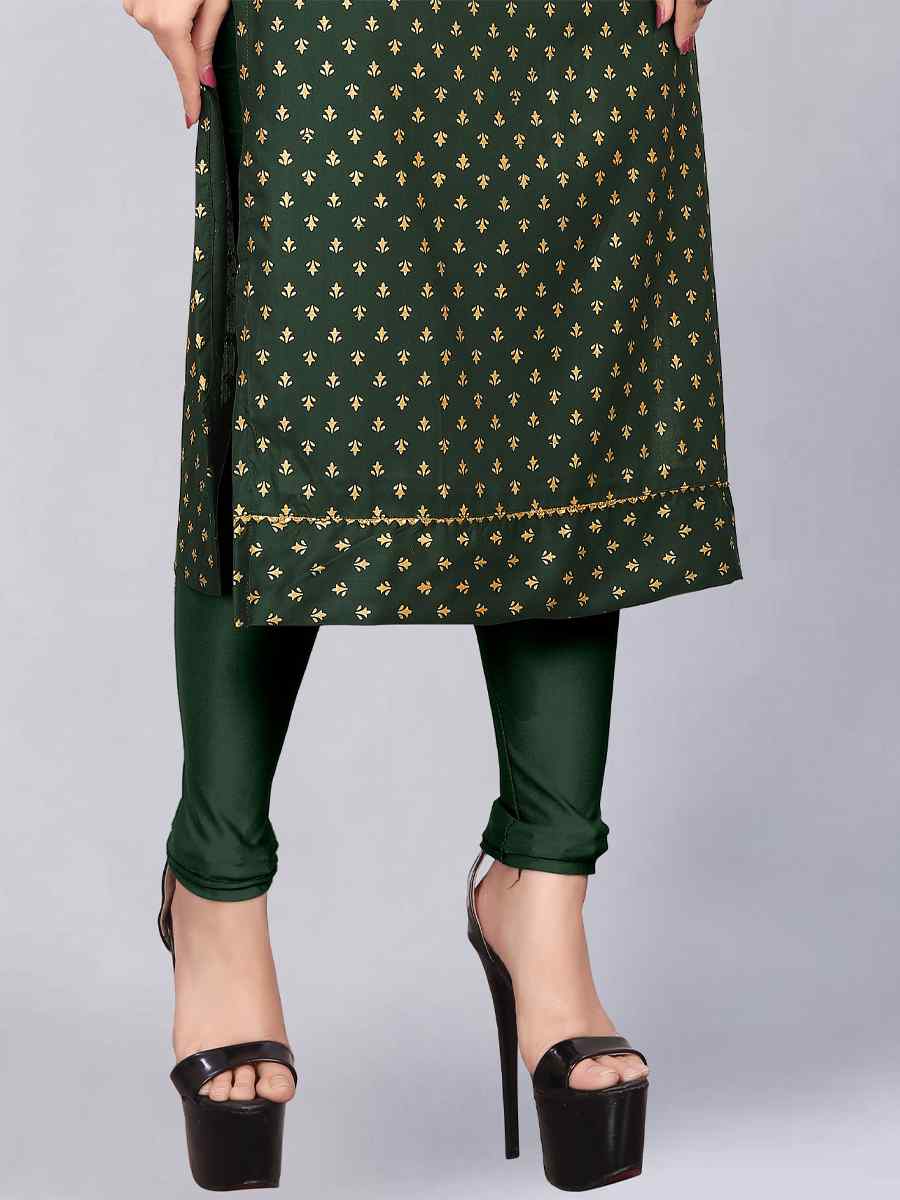 Green Rayon Printed Festival Casual Kurti