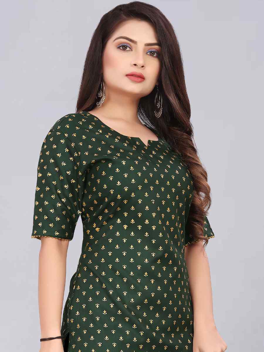 Green Rayon Printed Festival Casual Kurti